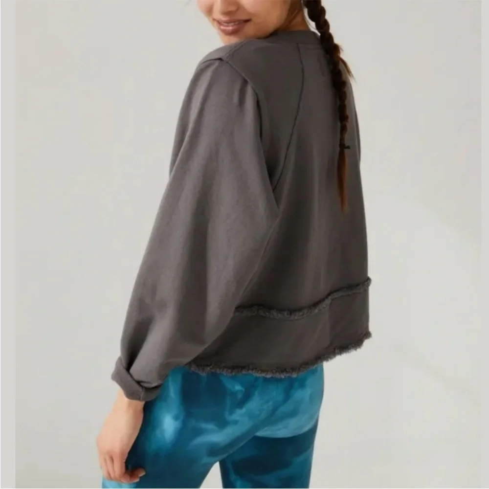 Free People FP Movement Where The Wind Blows Gray Pullover Sweatshirt - Picture 2 of 14